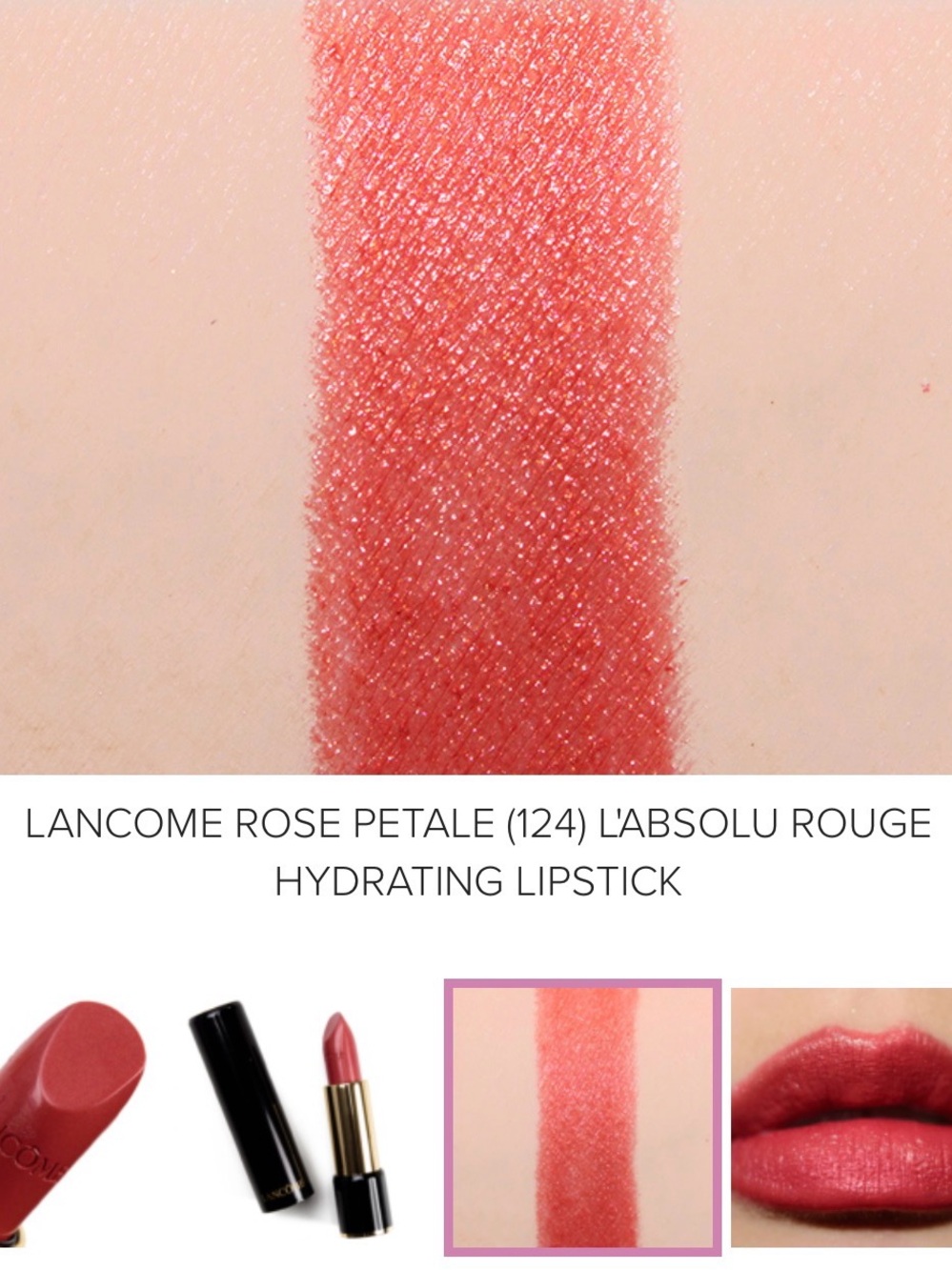 Lancôme new in box Le Touge Absolu lipstick in Rose Petale - Picture 4 of 5